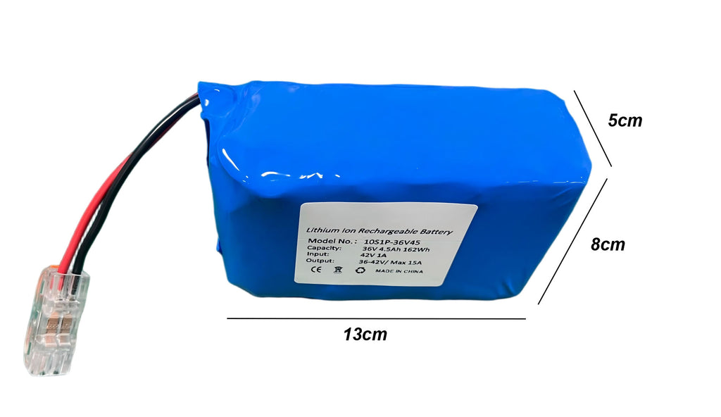 Seasider 36V 4.5Ah Rechargeable Li-ion Battery, Bare Leads Wire Replacement Battery with Charger